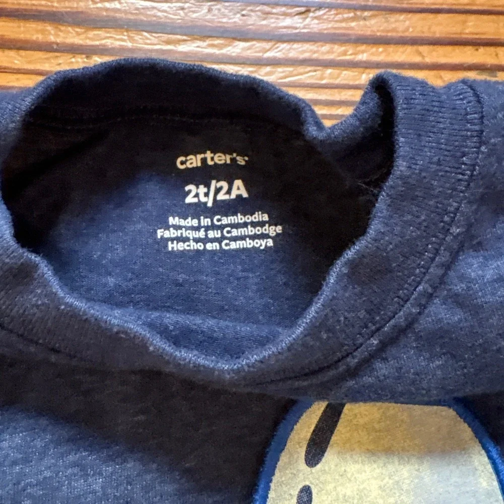 Carter's Graphic Tee Kids Blue‎ Excellent UFO Dinosaur Scooter SIZE 2T